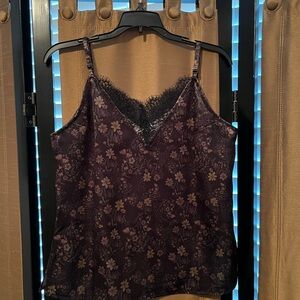 Floral Lace Trim Camisole Top